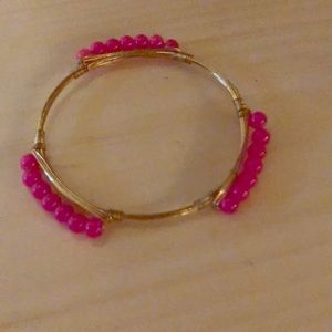 Wire Bangle Bracelet/Handmade/Rounds/Pink